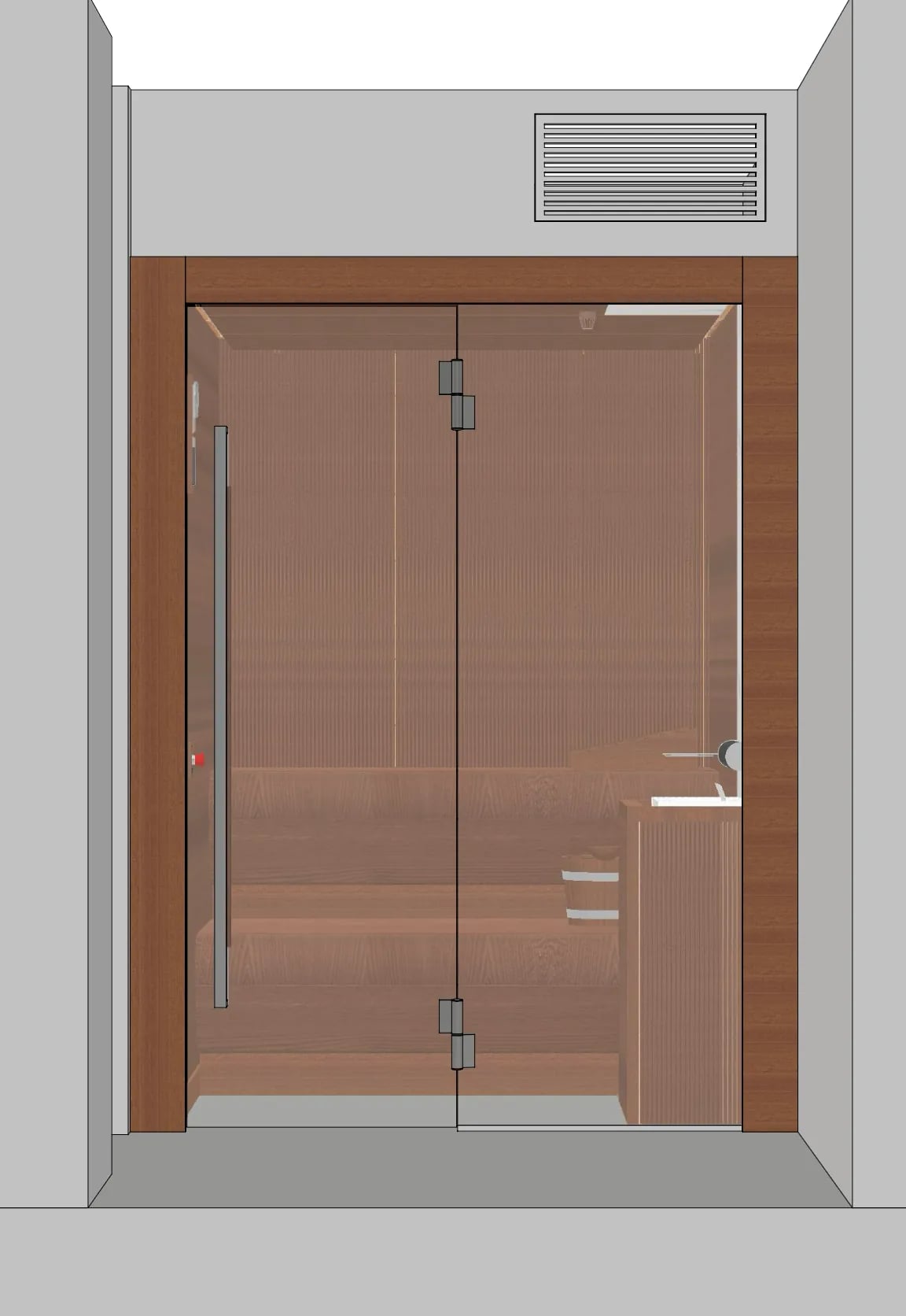 Detailed Sauna design drawing used to coordinate the build